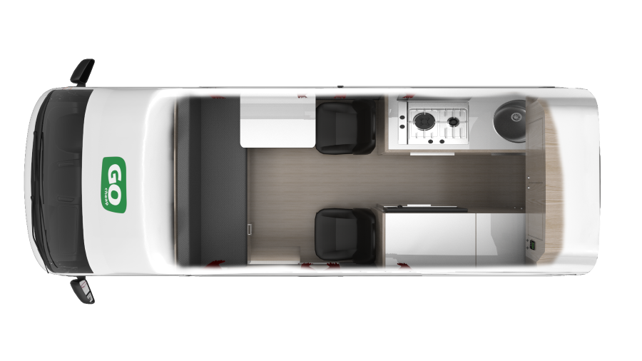 Layout overdag van de Go Cheap 4 Berth Hitop