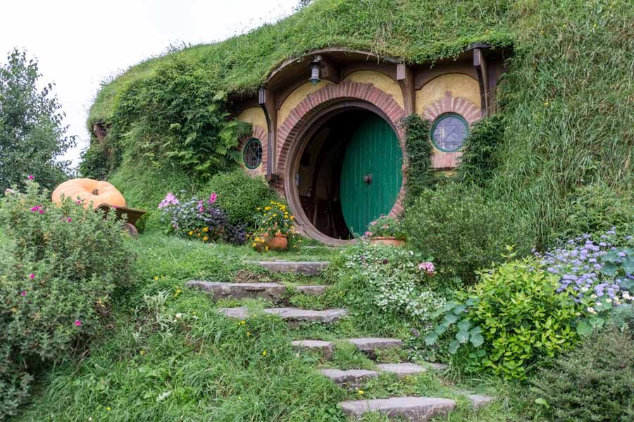 Bilbo Balings huis op de Hobbiton Movie Set bij Matamata