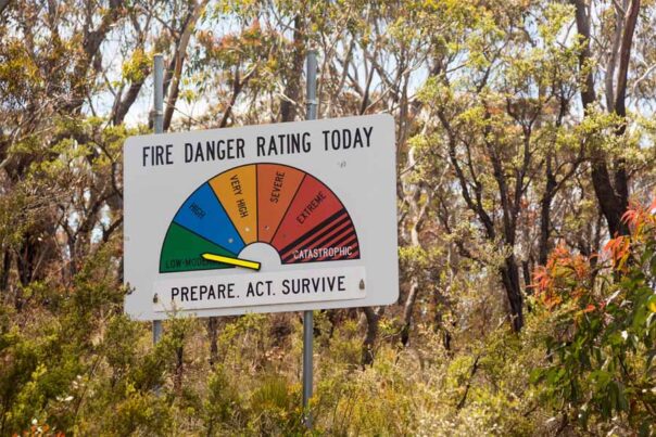 Brandgevaar bord in Australië